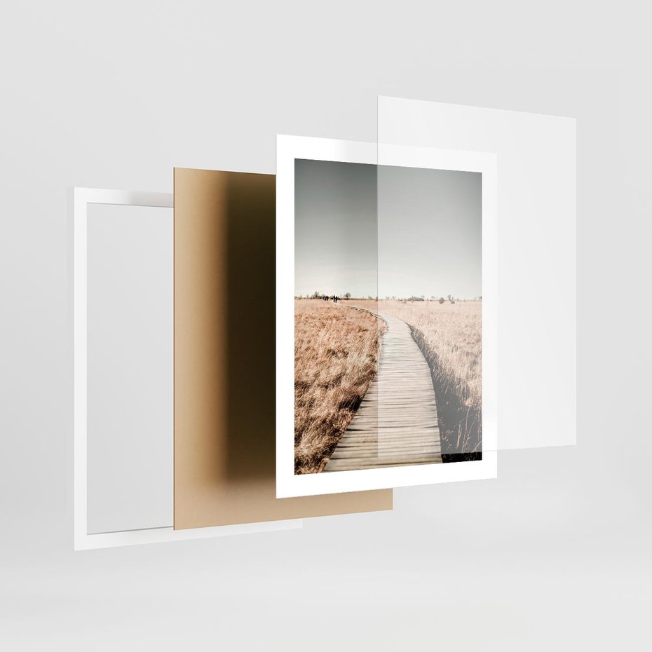 Plakat w ramie 40x50 - Spacer Ścieżką w Suchych Trawach - ścieżka wśród suchych traw - rama biała