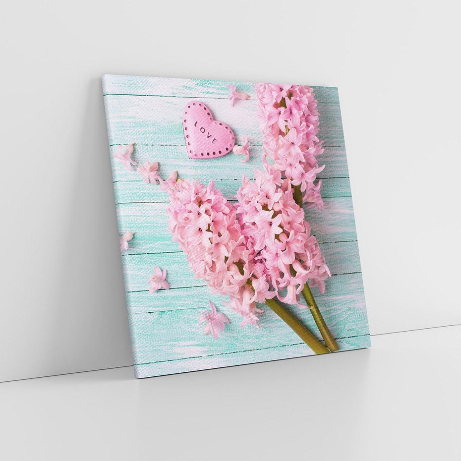 Obraz na płótnie 50x50 - Hiacynty w Kwiatowej Kompozycji - hiacynty, kwiaty