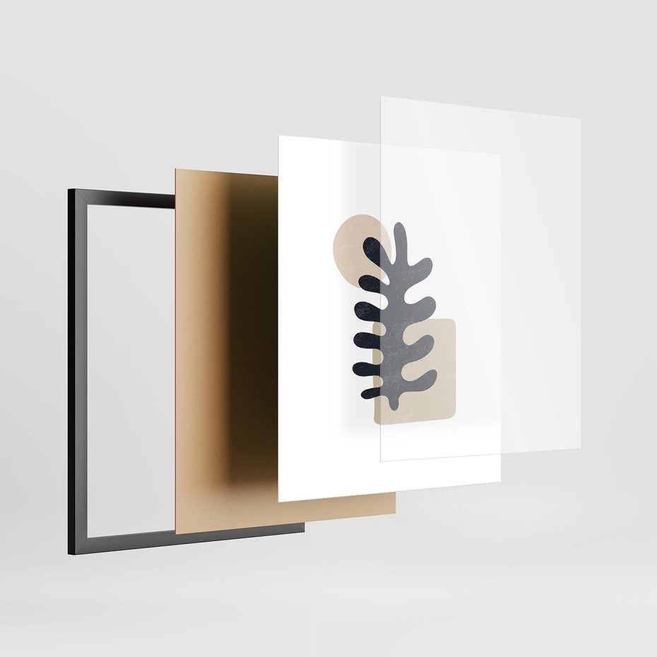 Plakat w ramie 40x50 - Opowieść Przenikających Energii - inspiracja mattise, abstrakcja - rama czarna