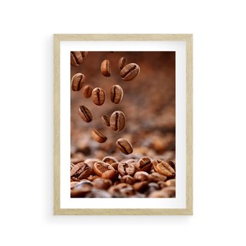 Plakat w ramie 30x40 - Kawiarniana atmosfera kawy - kawa, kawiarnia - rama drewno