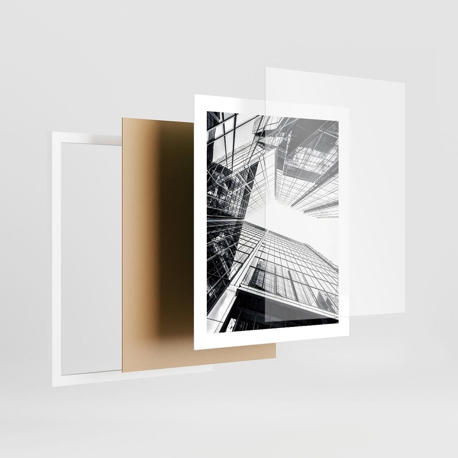 Plakat w ramie 40x50 - Wznoszący się Wysoko - architektura, wysoki wieżowiec - rama biała