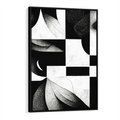 Obraz w ramie 50x70 - Harmonia świateł i cieni - abstrakcja czarno biała, geometria - rama czarna