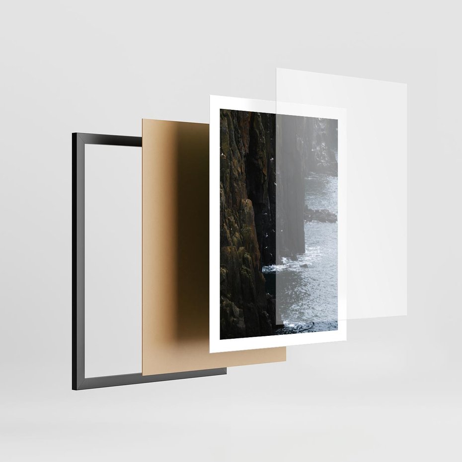 Plakat w ramie 50x70 - Piękno norweskich krajobrazów - fiordy, morze - rama czarna