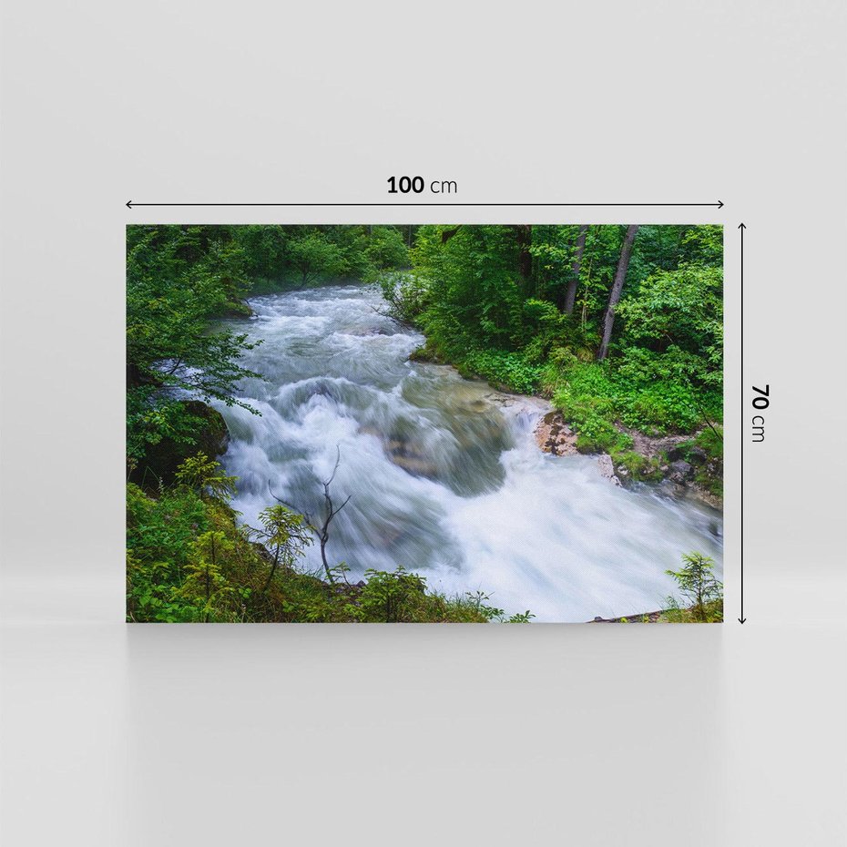 Obraz na płótnie 100x70 - Magia lasu nad rzeką - wodospad, rzeka