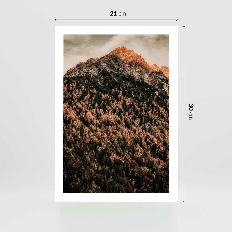 Plakat bez ramy 21x30 - Jesienna Godzina w Górach - góry, las w górach