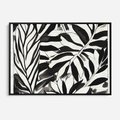 Obraz w ramie 70x50 - Czarne Liście - akwarelowy obraz, czarno biały - rama czarna