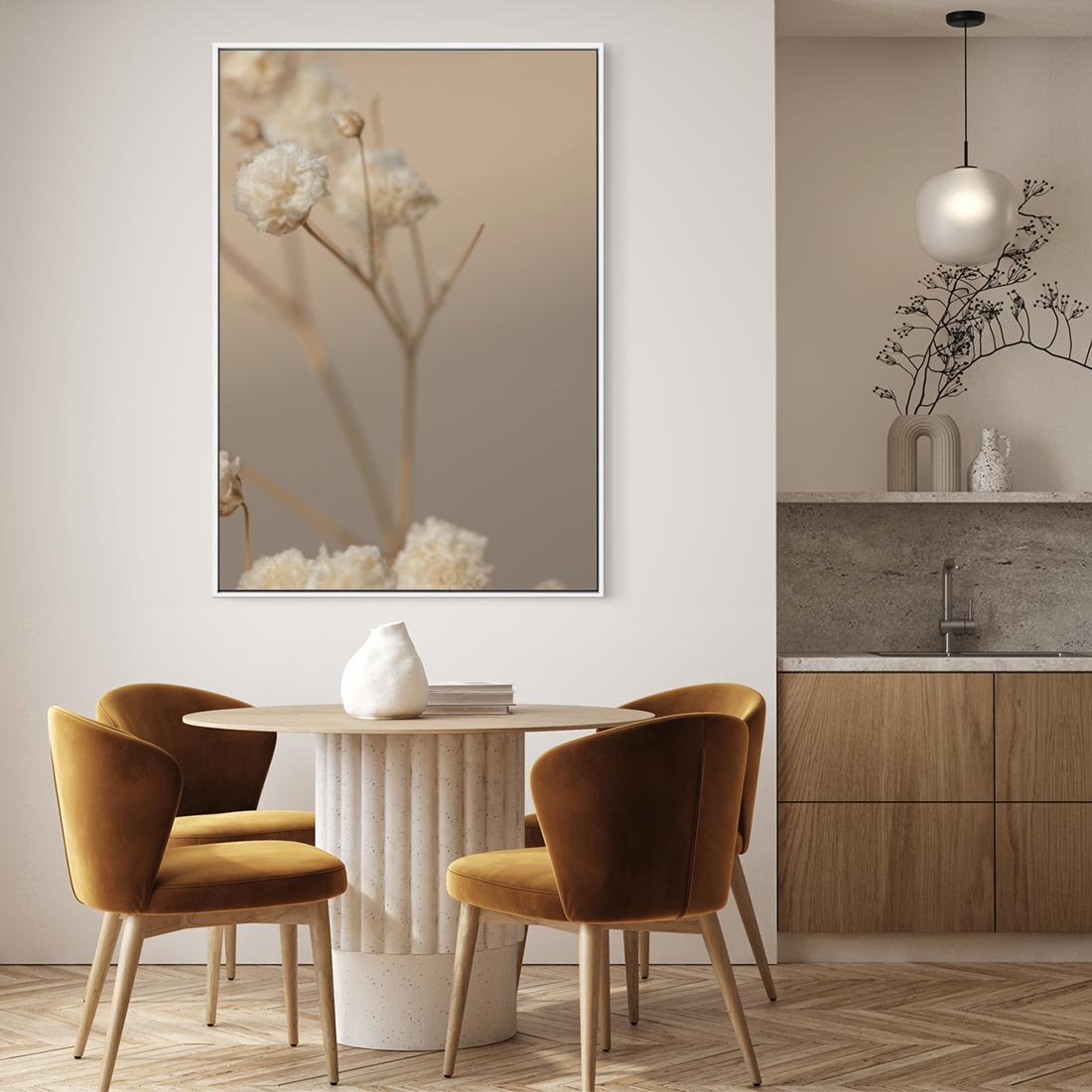 Obraz w ramie 50x70 - Subtelna gipsówka - gipsówka, suche - rama biała