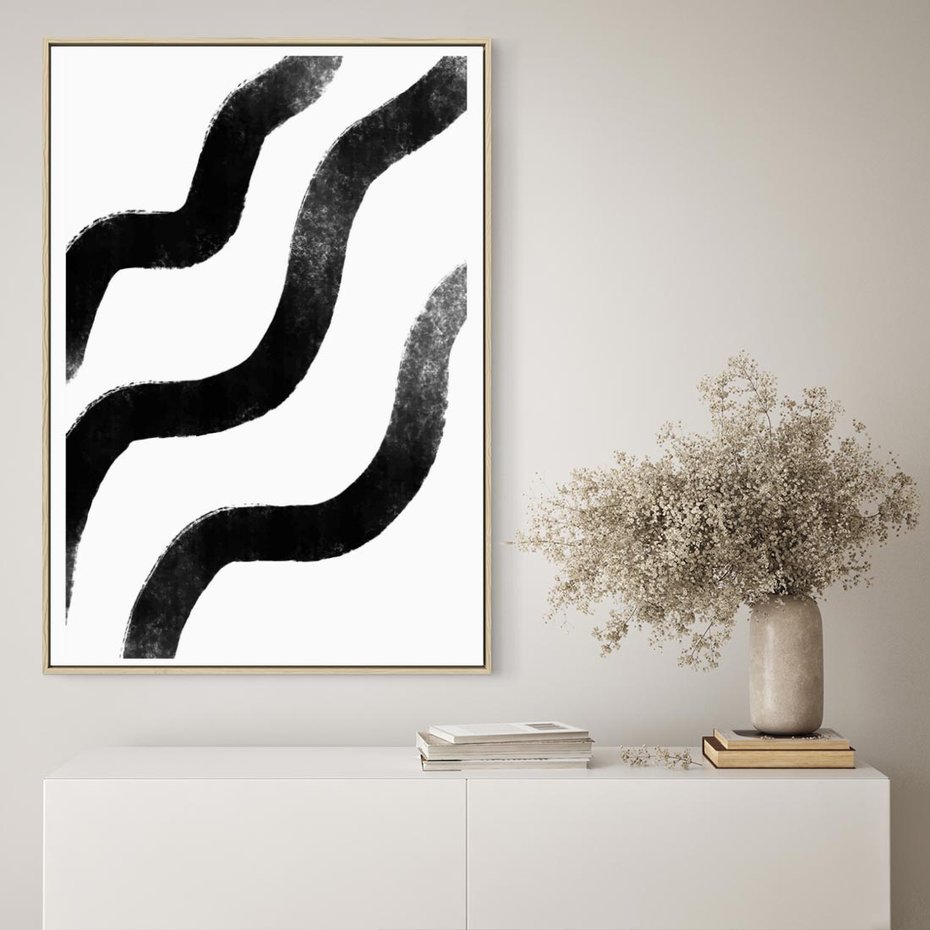 Obraz w ramie 50x70 - Wibracje Plam - abstrakcja, minimalizm - rama drewno