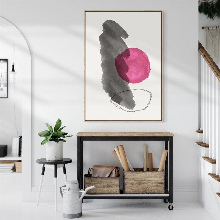 Obraz w ramie 80x120 - Bezczasowe Rytmy - abstrakcyjne nieregularne plamy, czarny - rama drewno