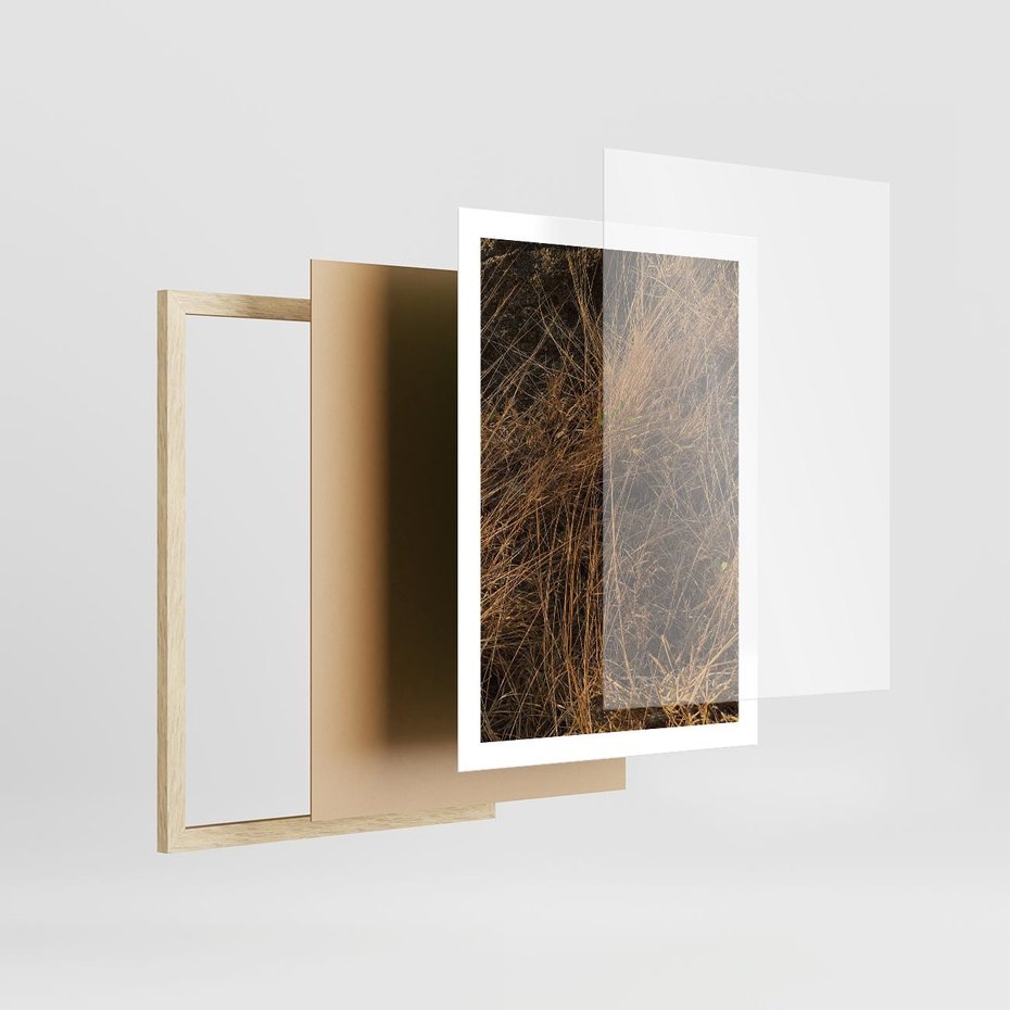 Plakat w ramie 50x70 - Szlachetna Suchość Traw - trawy, suche trawy - rama drewno