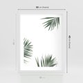 Plakat w ramie 30x40 - Liście Palmy na Czystym Tle - liście palmy, białe tło - rama biała