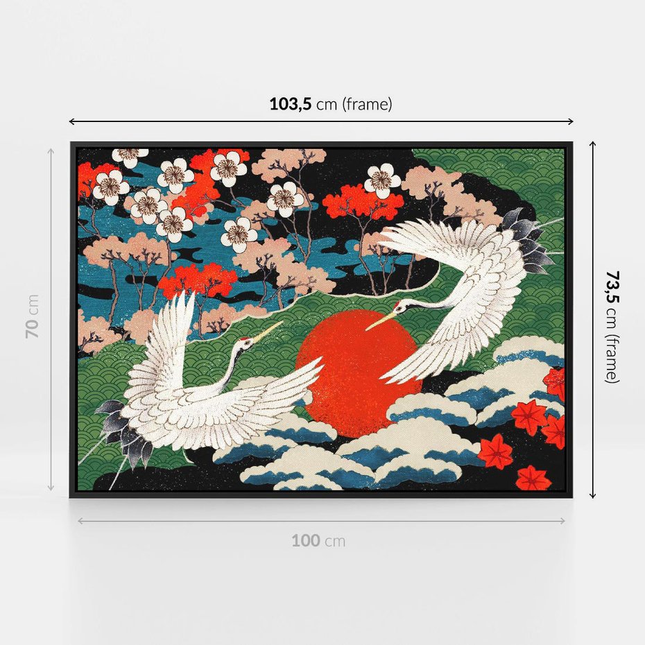 Obraz w ramie 100x70 - Wibracje emocji - sztuka japońska, wyraziste kolory - rama czarna