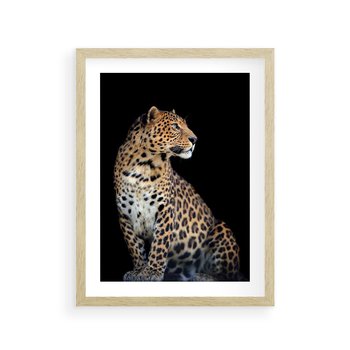 Plakat w ramie 30x40 - Elegancja Jaguarowej Pantery - jaguar, pantera - rama drewno