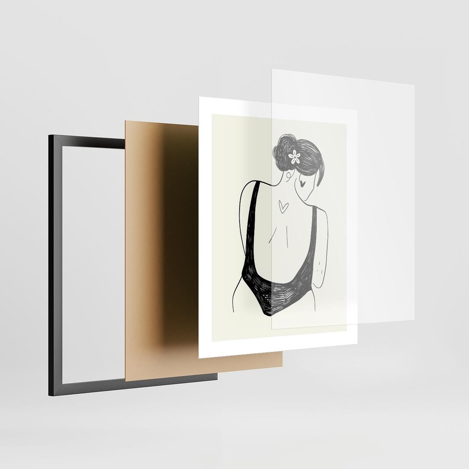 Plakat w ramie 40x50 - Echa Piękna - piękno kobiecego ciała, kobieta - rama czarna