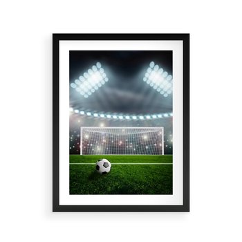 Plakat w ramie 50x70 - Strzał do bramki - piłka, nożna - rama czarna