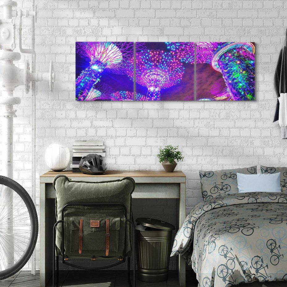 Obraz na płótnie 90x30 - Azja: nocne światła architektury - Azja, noc