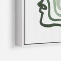 Obraz w ramie 80x80 - Zielony Profil - abstrakcja, zielony portret z profilu - rama biała