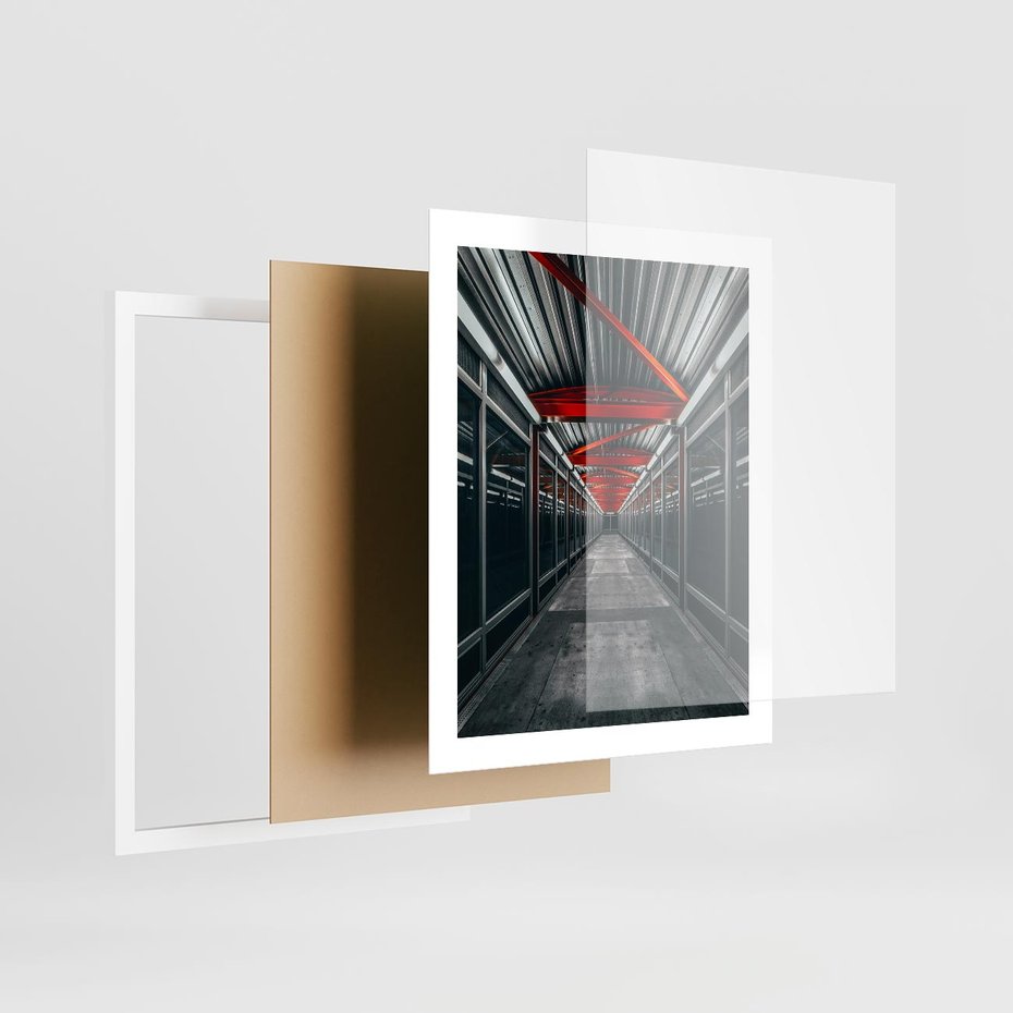 Plakat w ramie 40x50 - Nieskończoność Przestrzeni - korytarz, perspektywa - rama biała