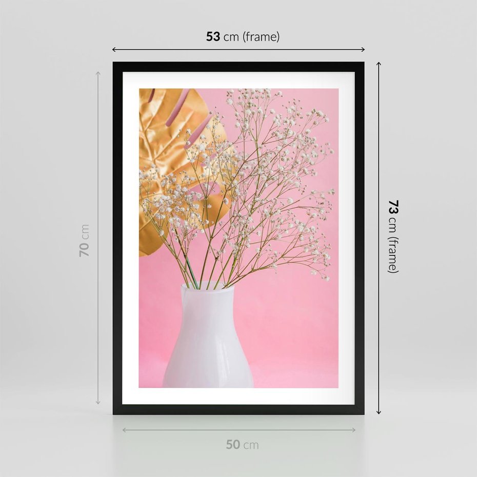 Plakat w ramie 50x70 - Przyjemność Złotej Natury - złote, liście - rama czarna