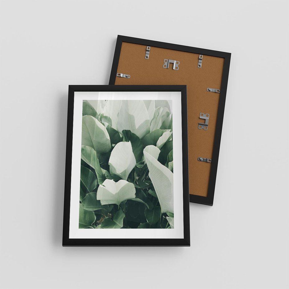 Plakat w ramie 30x40 - Zgaszona Uroda Natury - zielone liście, zgaszona zieleń - rama czarna