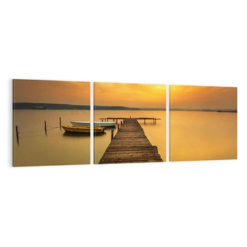 Obraz na płótnie 120x40 - Zachód słońca nad jeziorem: Piękno natury - zachód, słońca