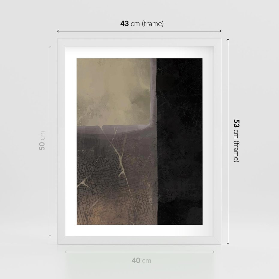 Plakat w ramie 40x50 - Kształty Urywane - mroczny plakat, nowoczesne wnętrza - rama biała