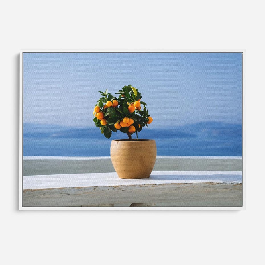 Obraz w ramie 120x80 - Uroki Santorini - Santorini, Grecja - rama biała