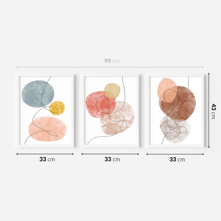 Zestaw obrazy w ramie 30x40 galeria - Abstrakcja, akwarela, plamy - rama biała