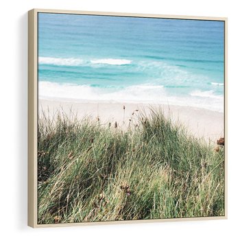 Obraz w ramie 80x80 - Harmonia Natury - widok z wydm, wydmy porośnięte trawami - rama drewno