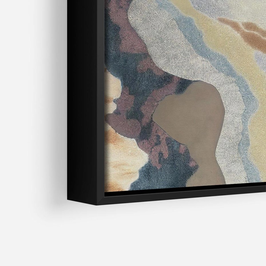 Obraz w ramie 50x50 - Melancholijne oddechy pędzla - abstrakcyjne formy, zgaszone kolory - rama czarna
