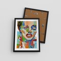 Plakat w ramie 30x40 - Kolorowe Formy - abstrakcyjny portret kobiety, twarz - rama czarna