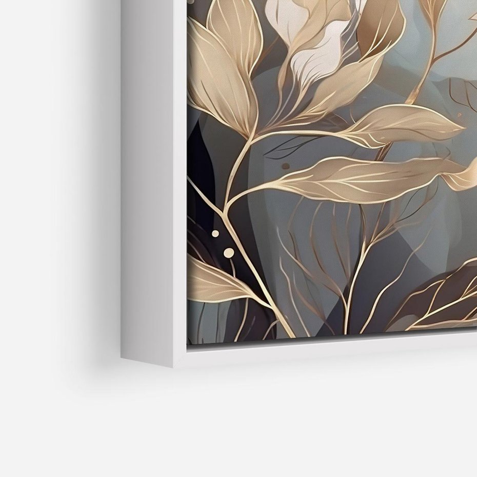 Obraz w ramie 80x80 - Ekspresjonistyczny deszcz uczuć - grafika, złote kwiaty - rama biała