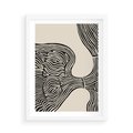 Plakat w ramie 50x70 - Harmonijne Kształty - abstrakcyjne ryciny, czarno biały - rama biała