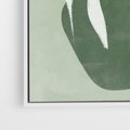 Obraz w ramie 50x70 - Zieleń Pulsującego Spokoju - zielona abstrakcja, zgaszona zieleń - rama biała