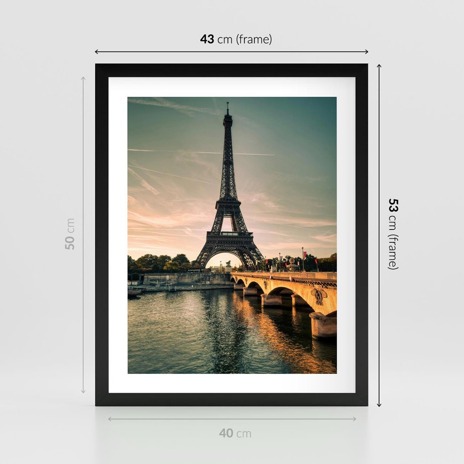 Plakat w ramie 40x50 - Paryski Szczyt - Paryż, wieża - rama czarna