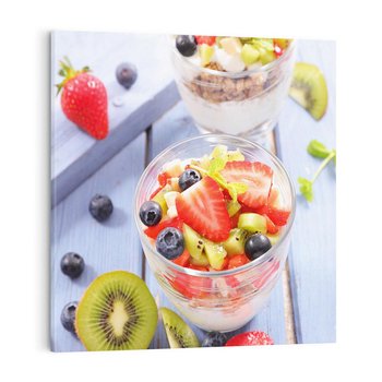 Obraz na płótnie 40x40 - Świeżość i Zdrowie - sałatka, owoce