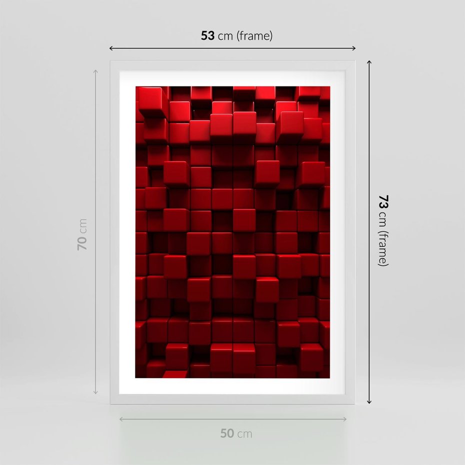 Plakat w ramie 50x70 - Geometryczne 3D: wizja przestrzeni - geometryczne, 3D - rama biała