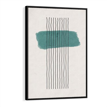 Obraz w ramie 50x70 - Bezczasowe Wspomnienia - abstrakcyjna akwarelowa plama, nieregularne kreski - rama czarna