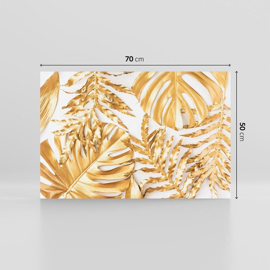 Obraz na płótnie 70x50 - Monstera Złote Liście - monstera, złote