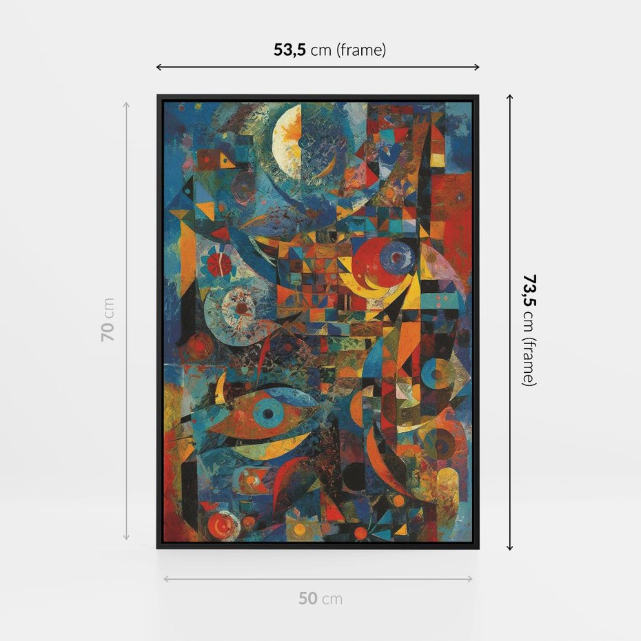 Obraz w ramie 50x70 - Migotliwe Przesunięcia Konturów - abstrakcyjny obraz, sztuka abstrakcji - rama czarna