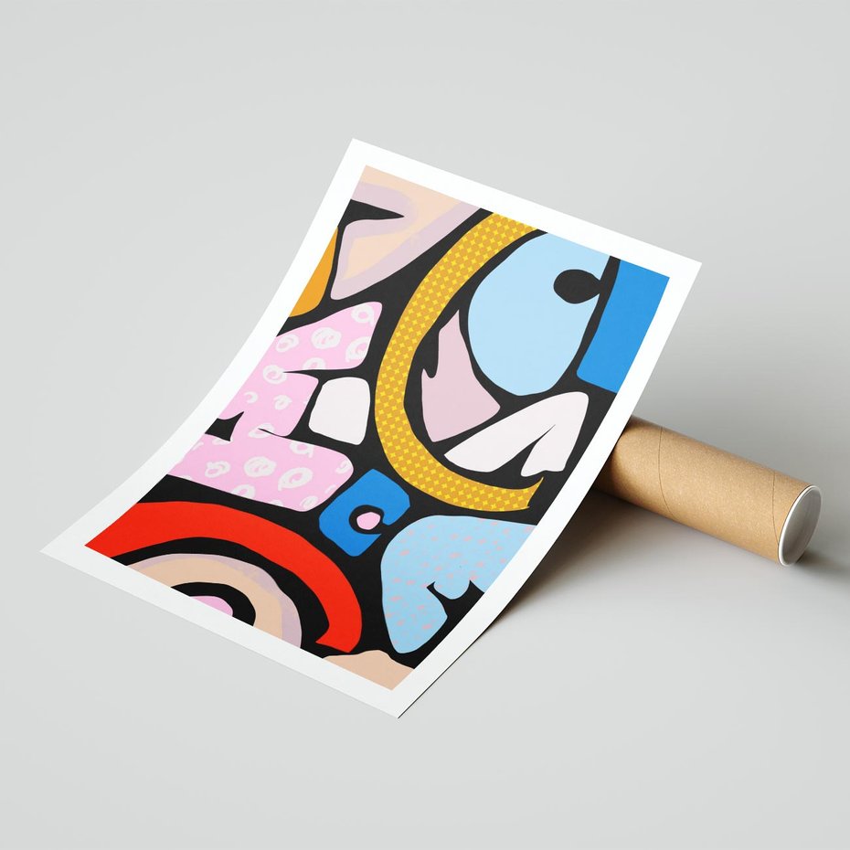 Plakat bez ramy 21x30 - Kolory Komiksu - abstrakcyjne formy, komiksowy styl