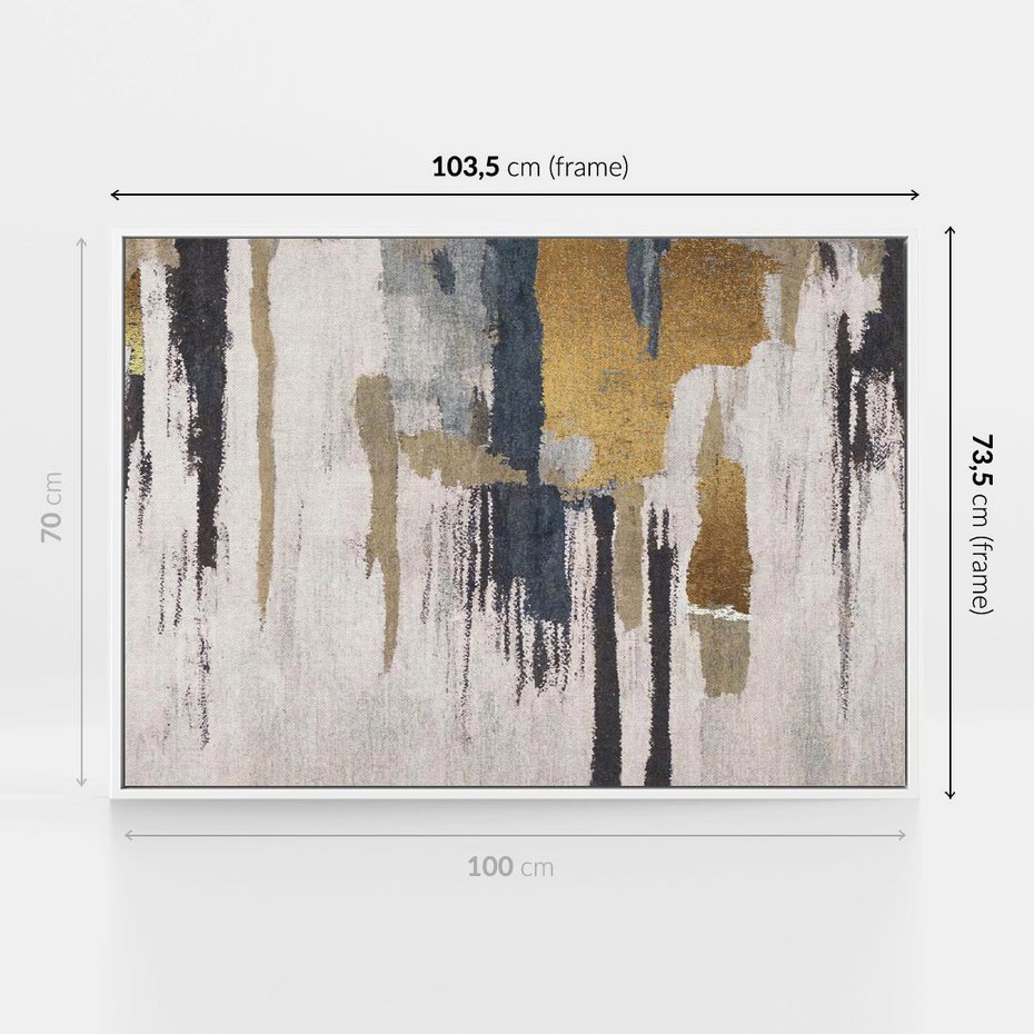 Obraz w ramie 100x70 - Odyseja w świetle i cieniu - abstrakcja, porysowana ściana - rama biała