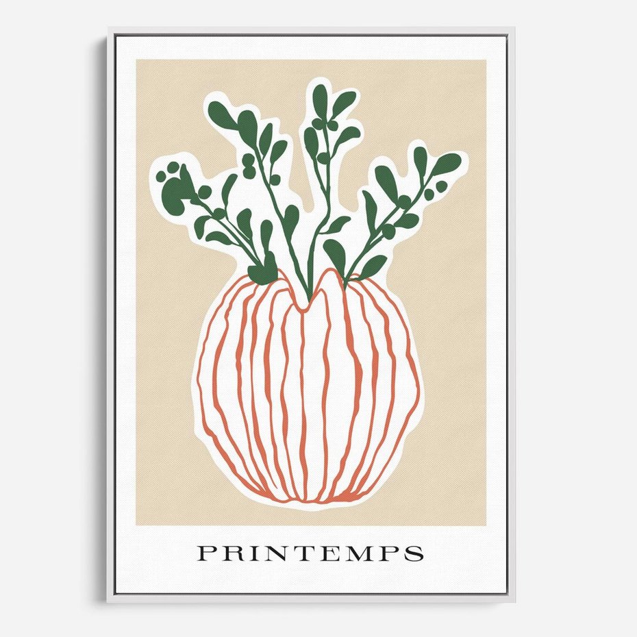 Obraz w ramie 80x120 - Boho Refleksje Natury - gałązki w wazonie, typografia - rama biała