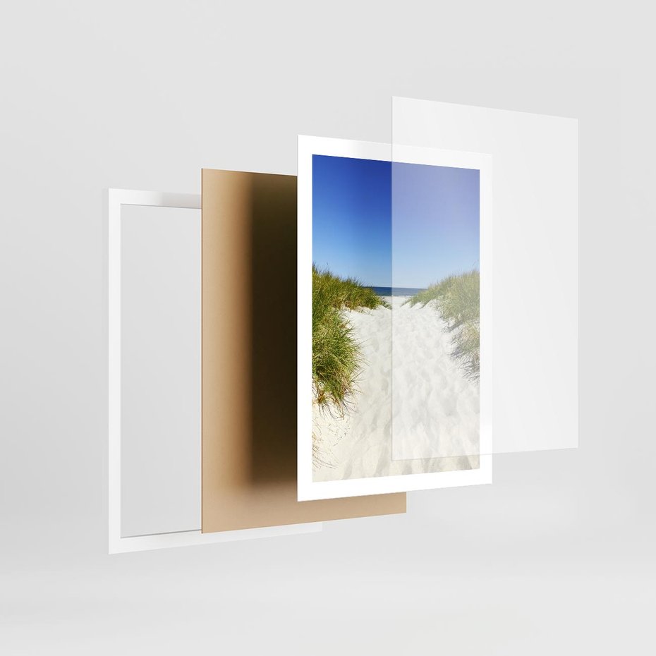 Plakat w ramie 50x70 - Relaks nad Morskimi Wzgórzami - plaża, wydmy - rama biała