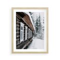 Plakat w ramie 40x50 - Cicha Zima - zima, domek w górach - rama drewno