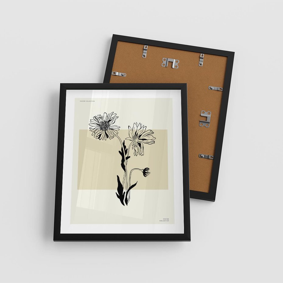 Plakat w ramie 40x50 - Kwiatowe Płótno - kwiaty, typografia - rama czarna
