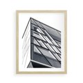 Plakat w ramie 40x50 - Architektura Przyszłości: Czarno-Białe Ujęcie - nowoczesna architektura, czarno białe zdjęcie - rama drewno