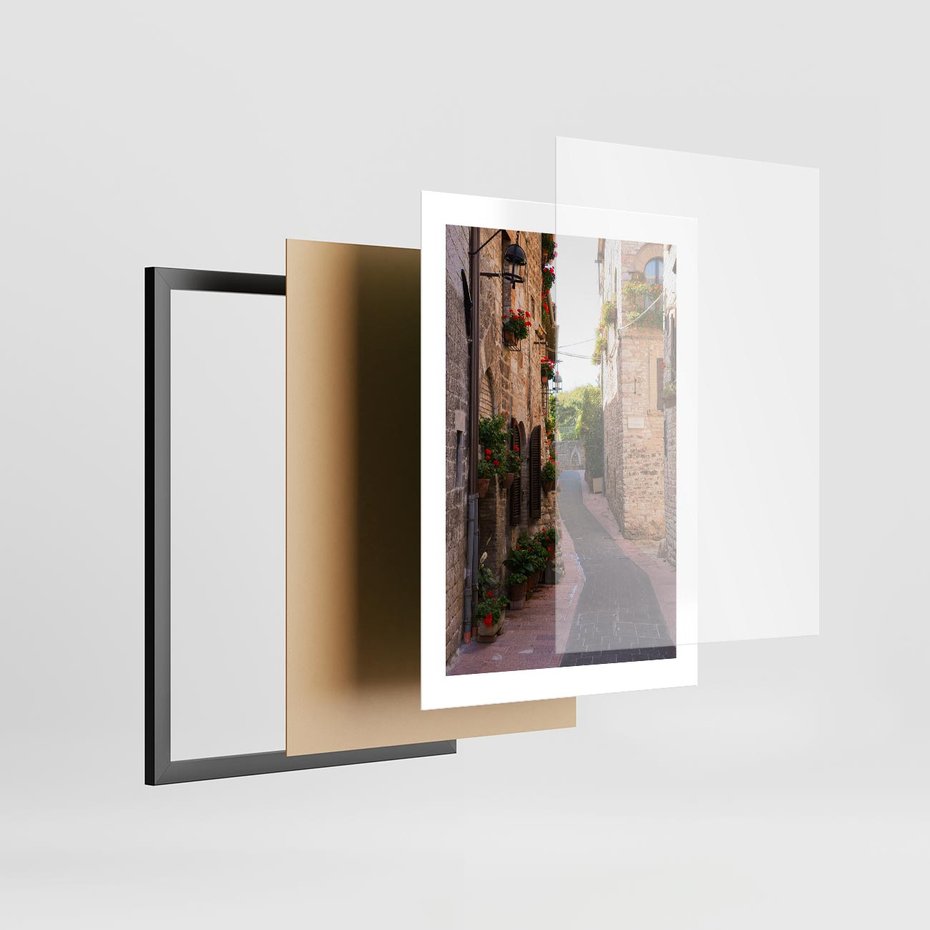 Plakat w ramie 30x40 - Miłość na Romantycznej Uliczce - romantyczna, uliczka - rama czarna