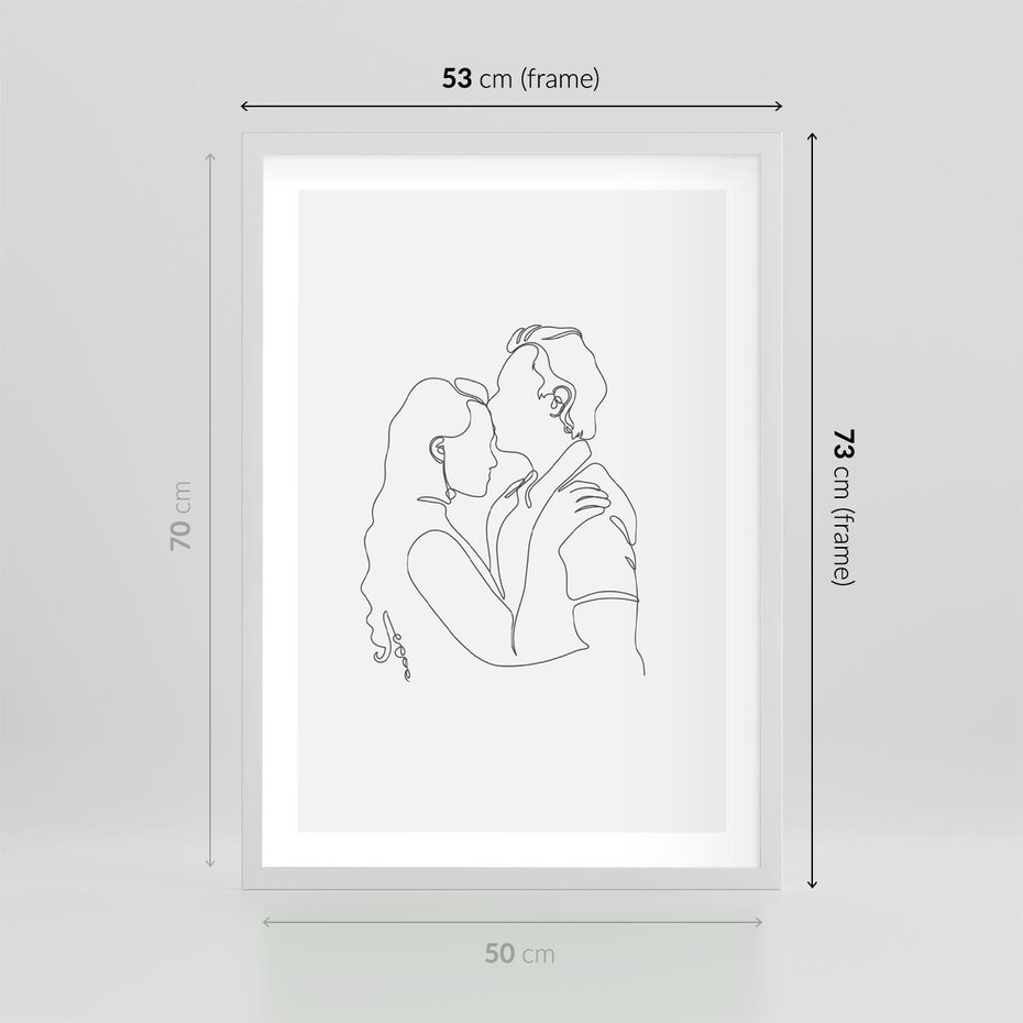 Plakat w ramie 50x70 - Wewnętrzne Emocje - para zakochanych, kobieta i mężczyzna - rama biała