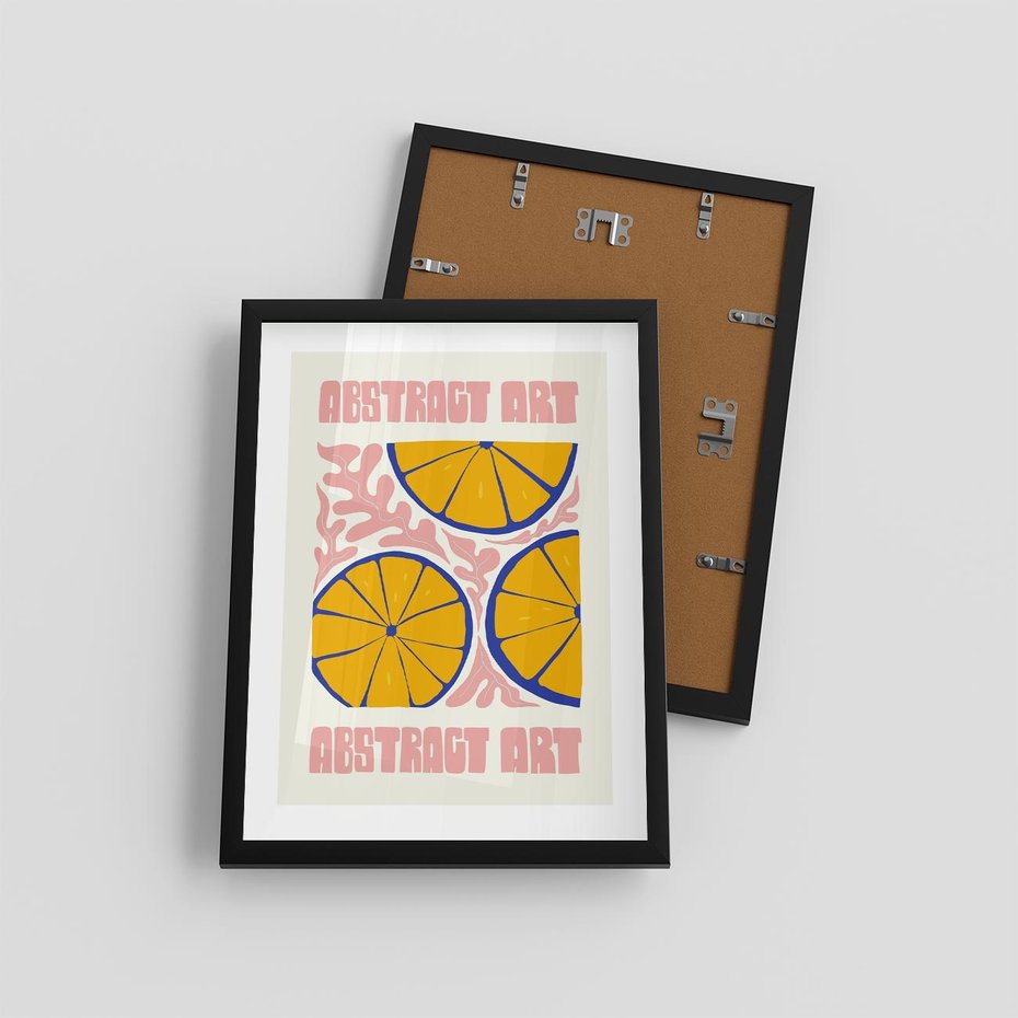 Plakat w ramie 30x40 - Podróżne Wizje - typografia, cytryny - rama czarna